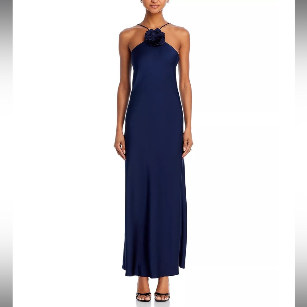 Moon River Navy Blue Halter Dress